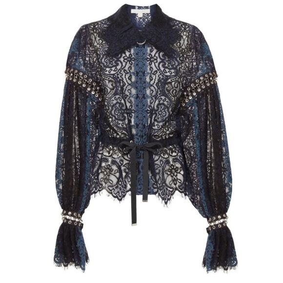 Jonathan Simkhai Grommet Lariat Lace Jacket - Picture 1 of 12